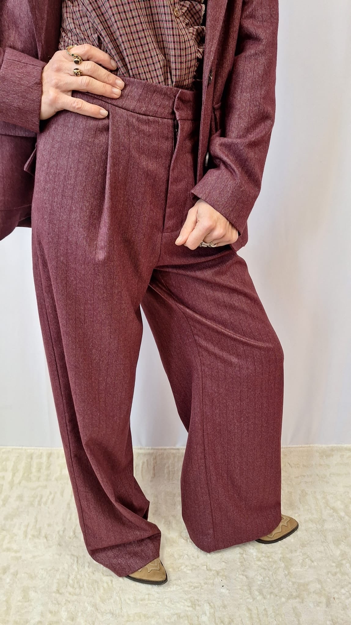 Pantalon large bordeaux PATY