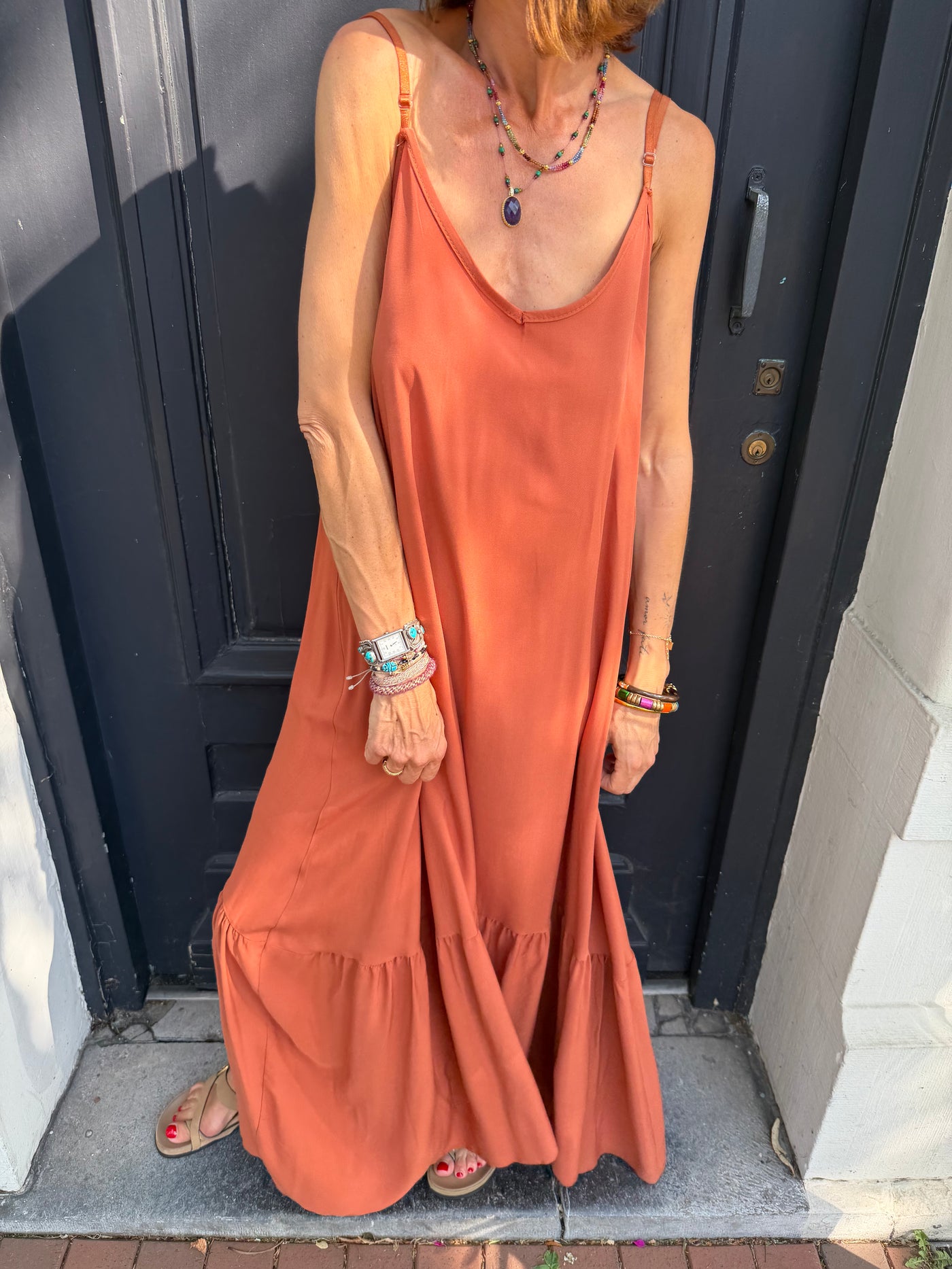 Robe Vick longue uni bretelles