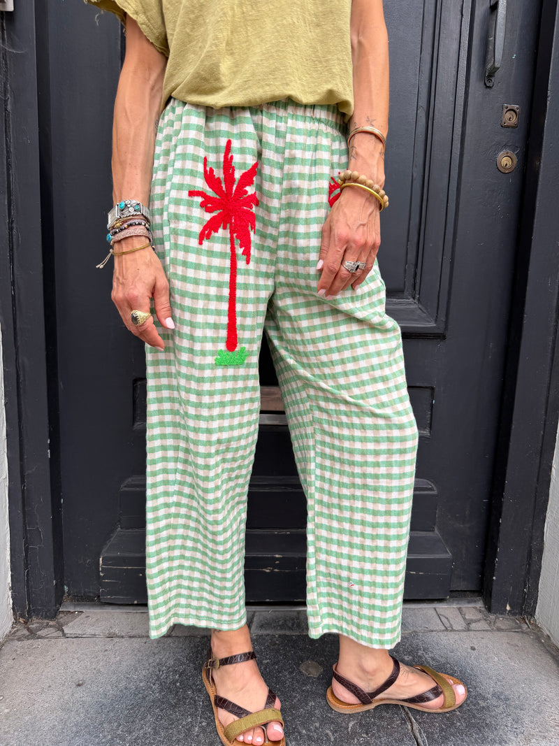Pantalon Johanna Lorie à carreaux vert