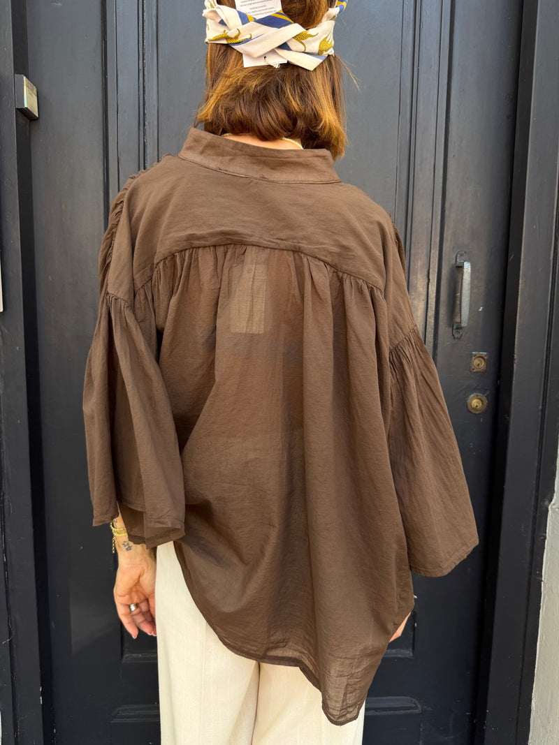 Blouse Constance voile de coton chocolat