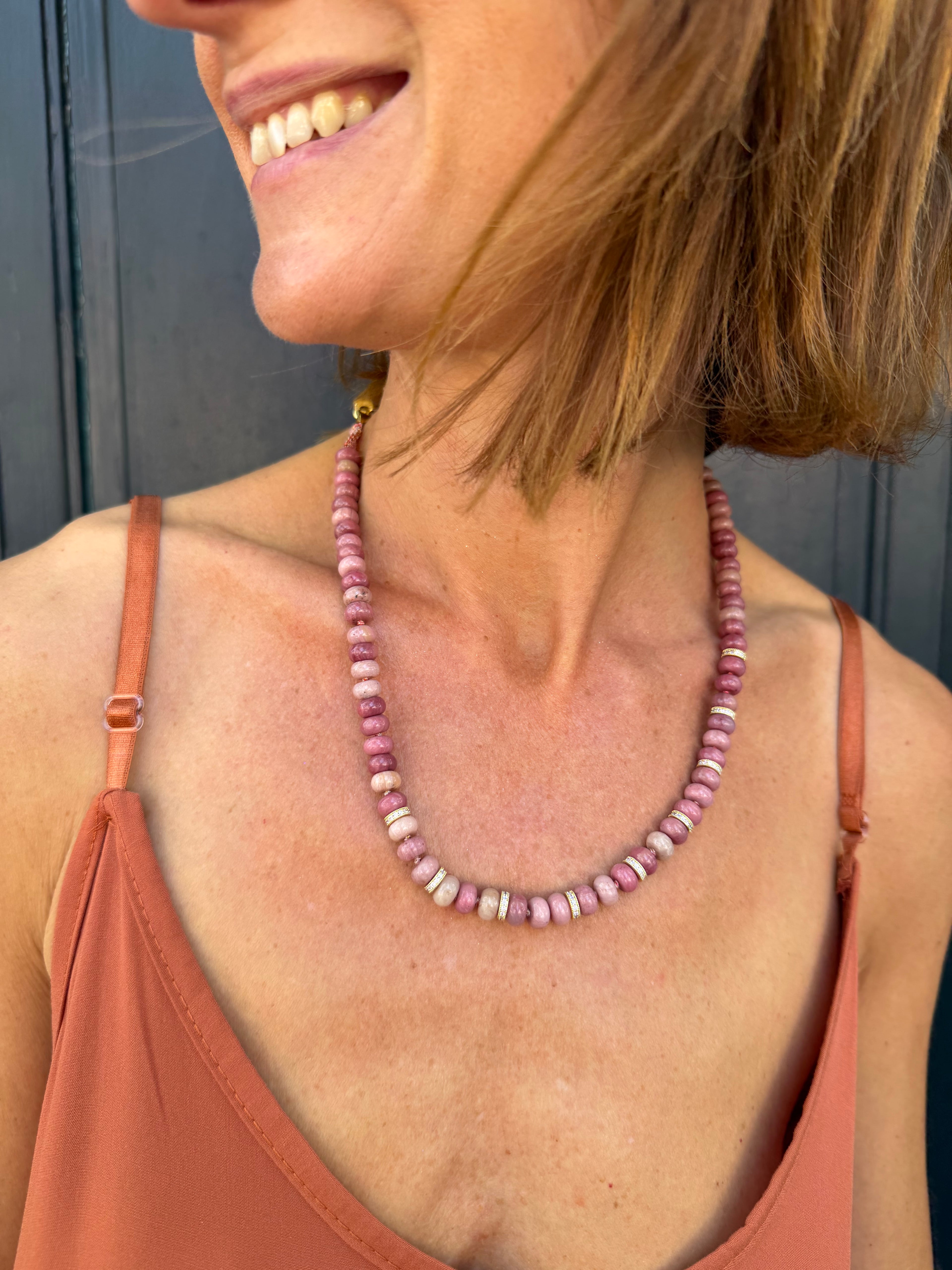 Collier Rosalia Agate rose