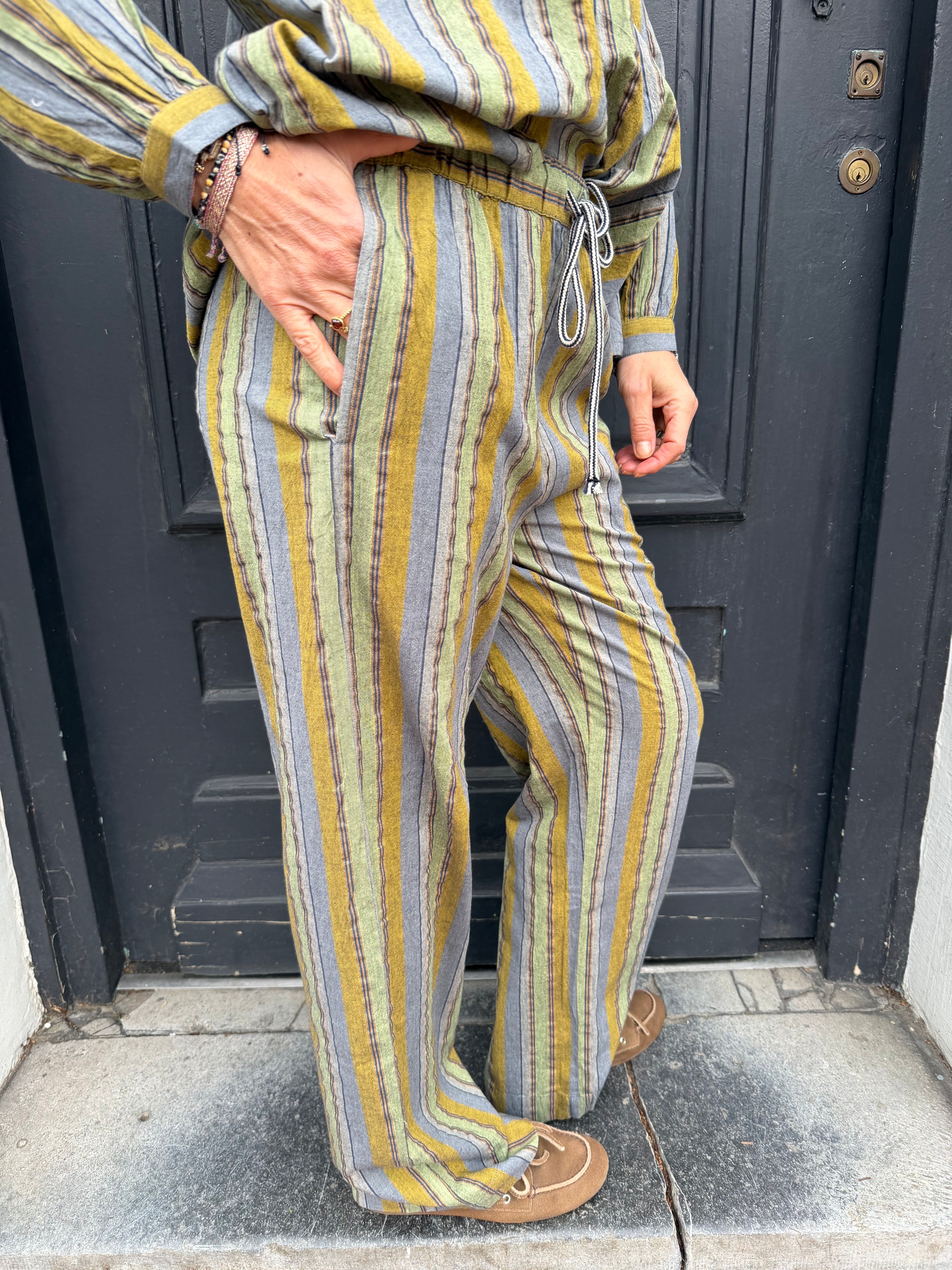 Pantalon HOD Poppy green stripe