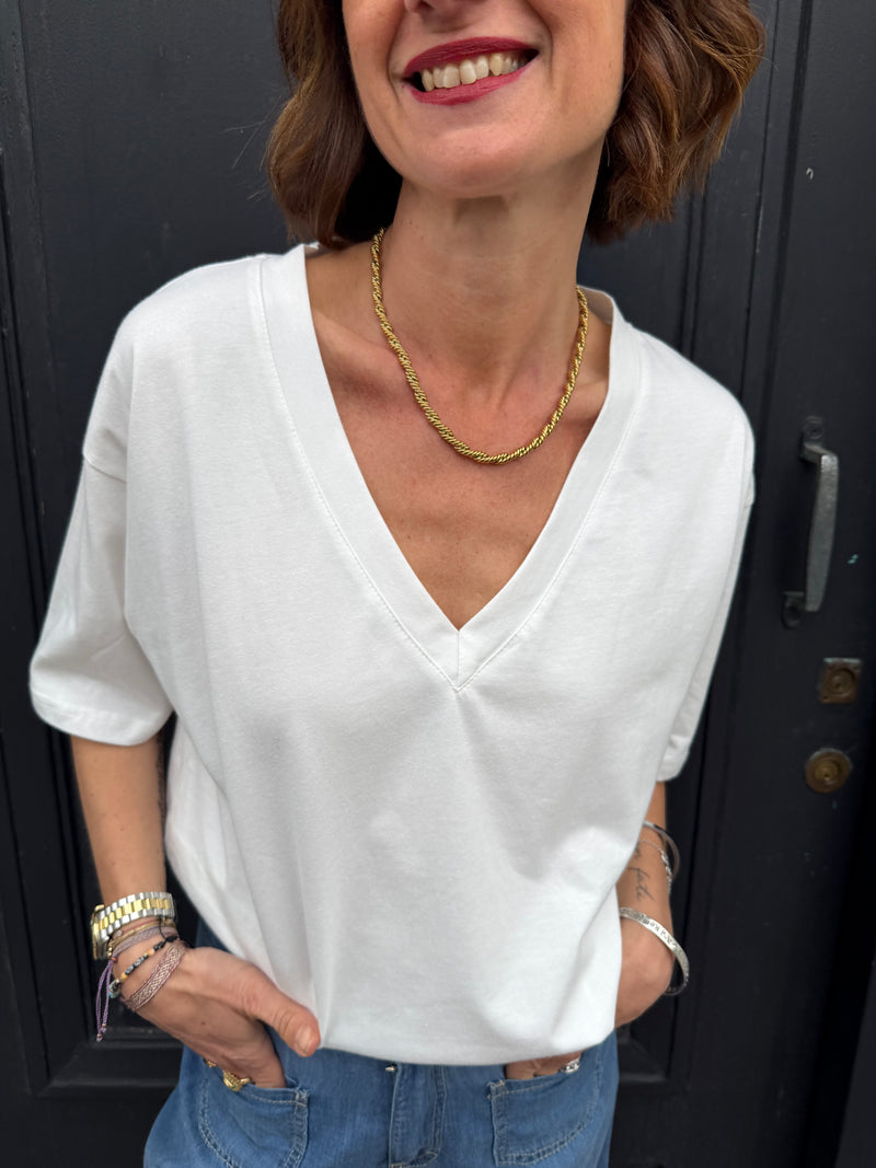 T-shirt Basile coton col V