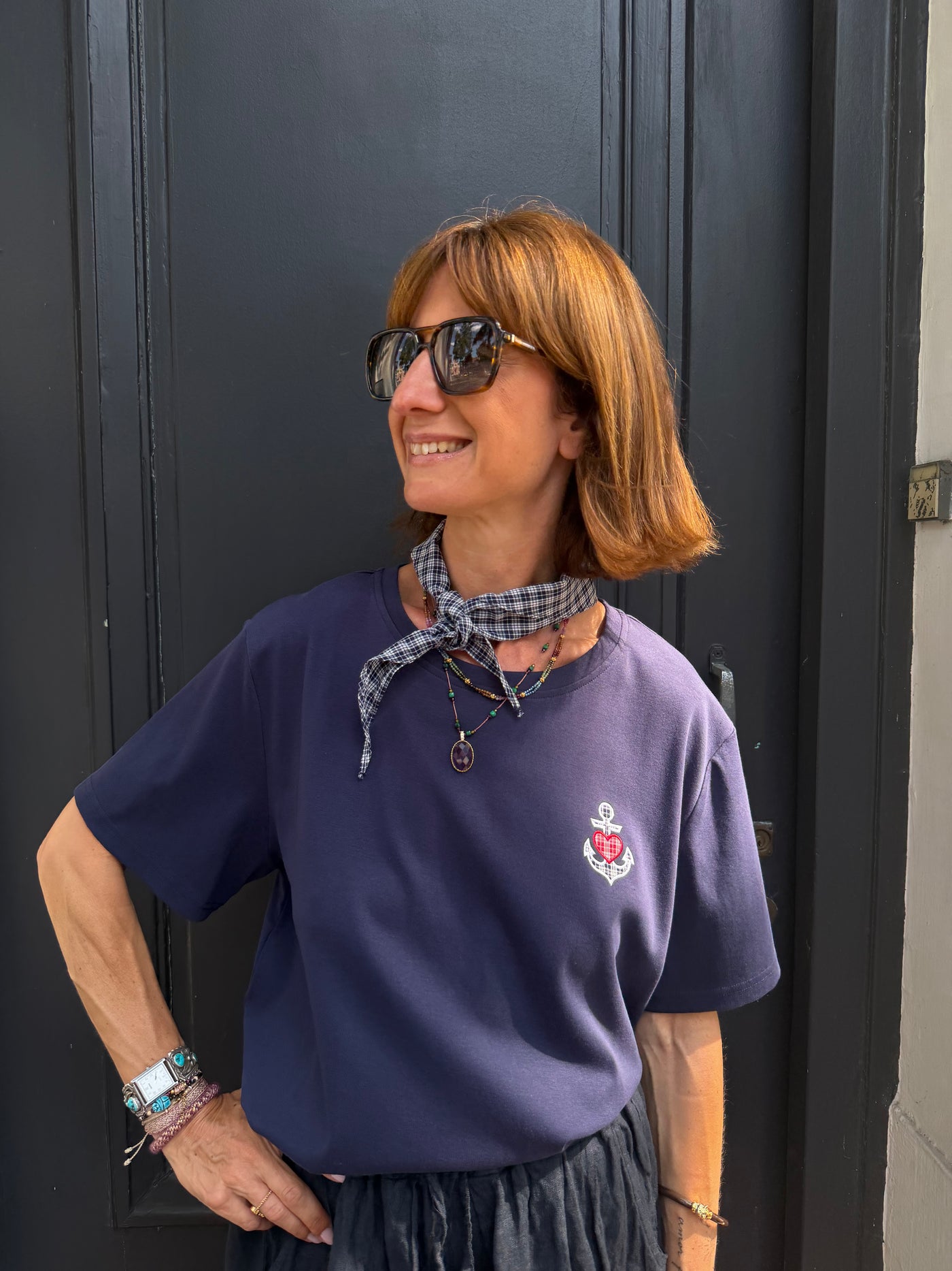 T-shirt Johanna Mera avec foulard Vichy
