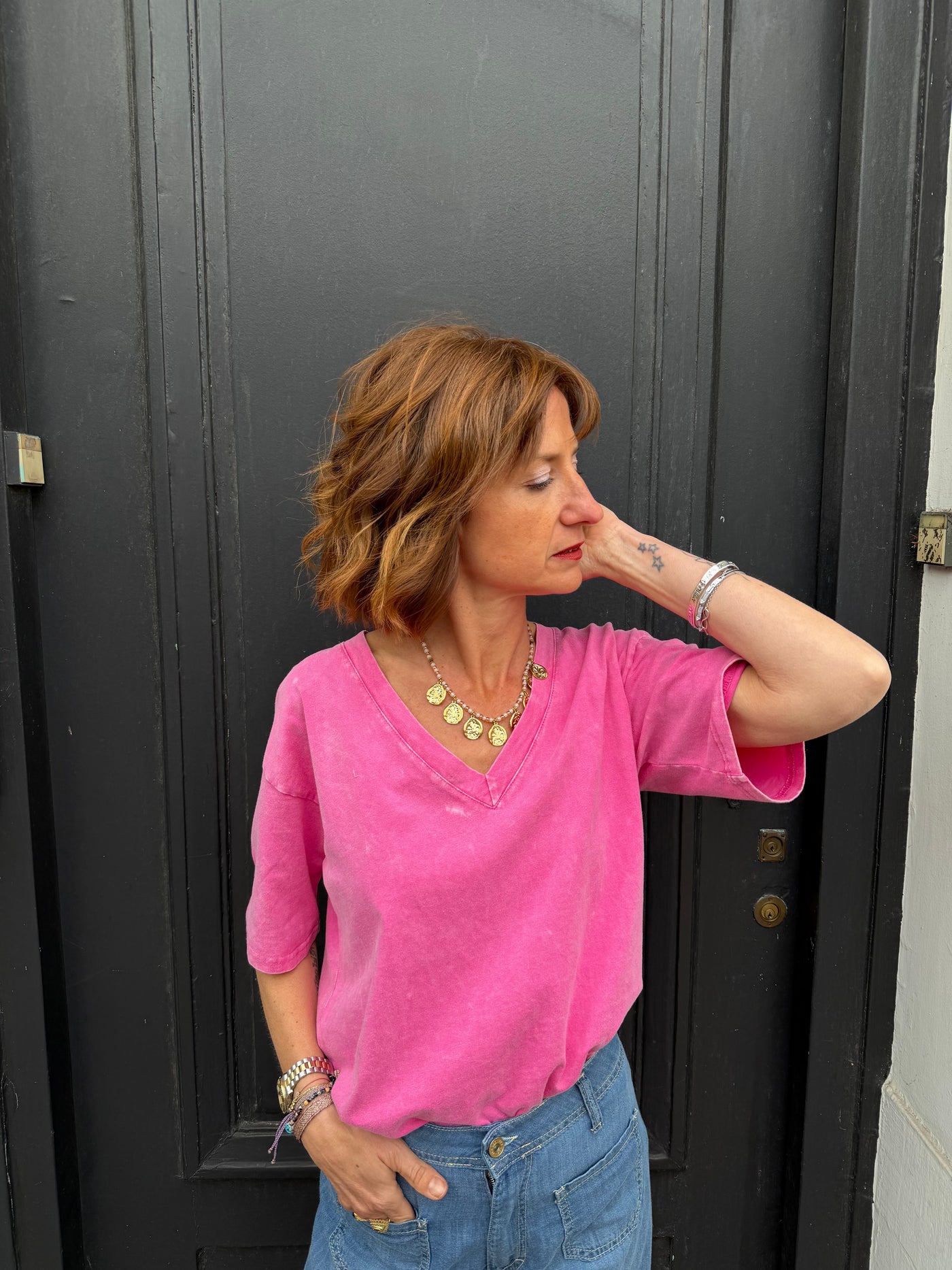 T-shirt Basile coton col V