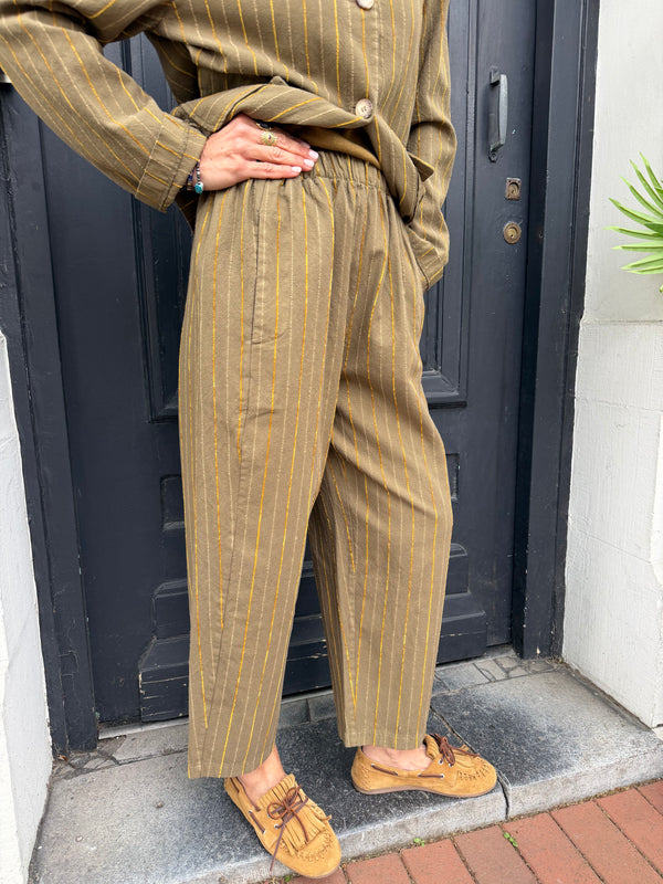 Pantalon Marie olive à rayures