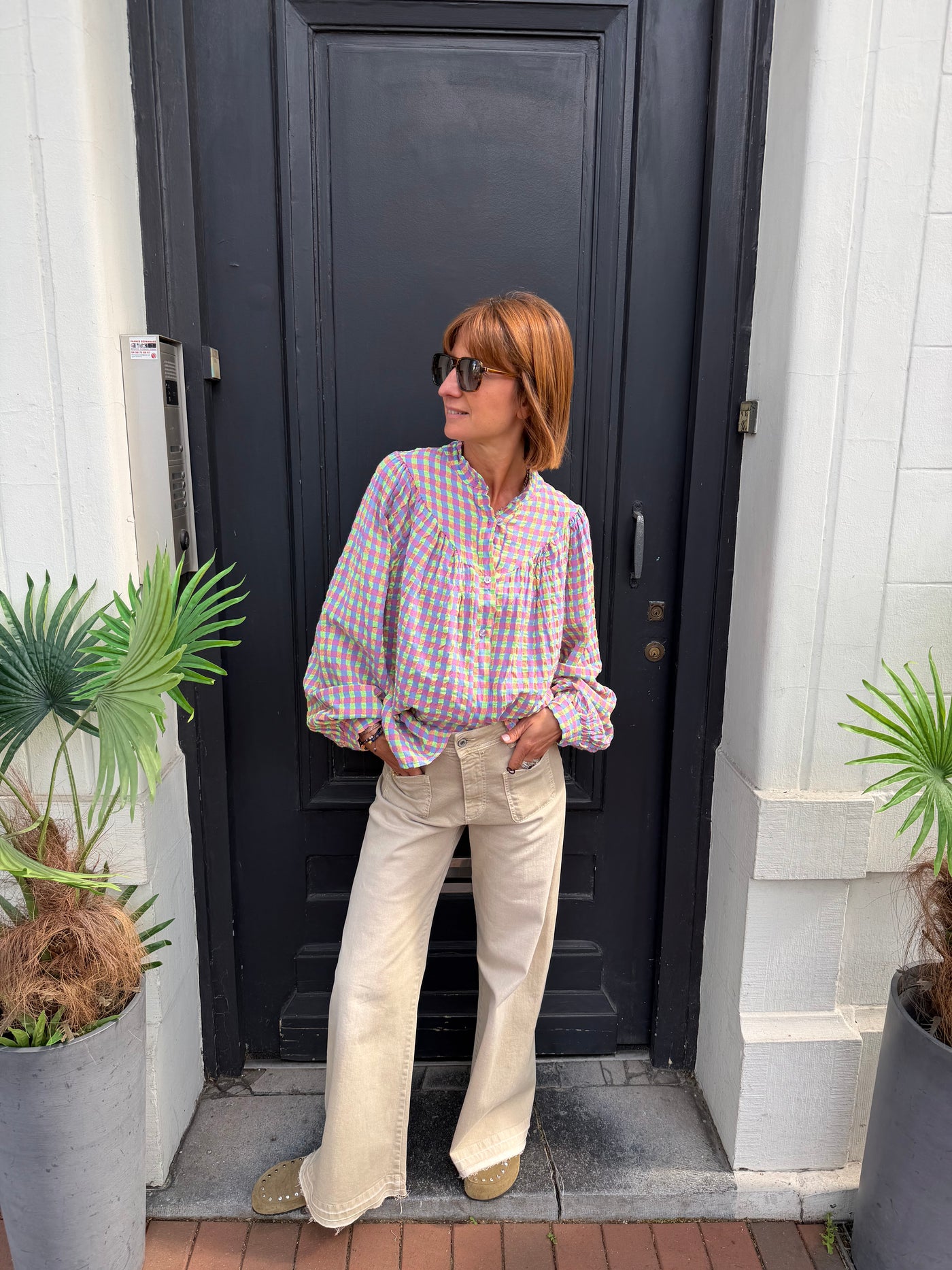 Blouse Chloé à carreaux multi