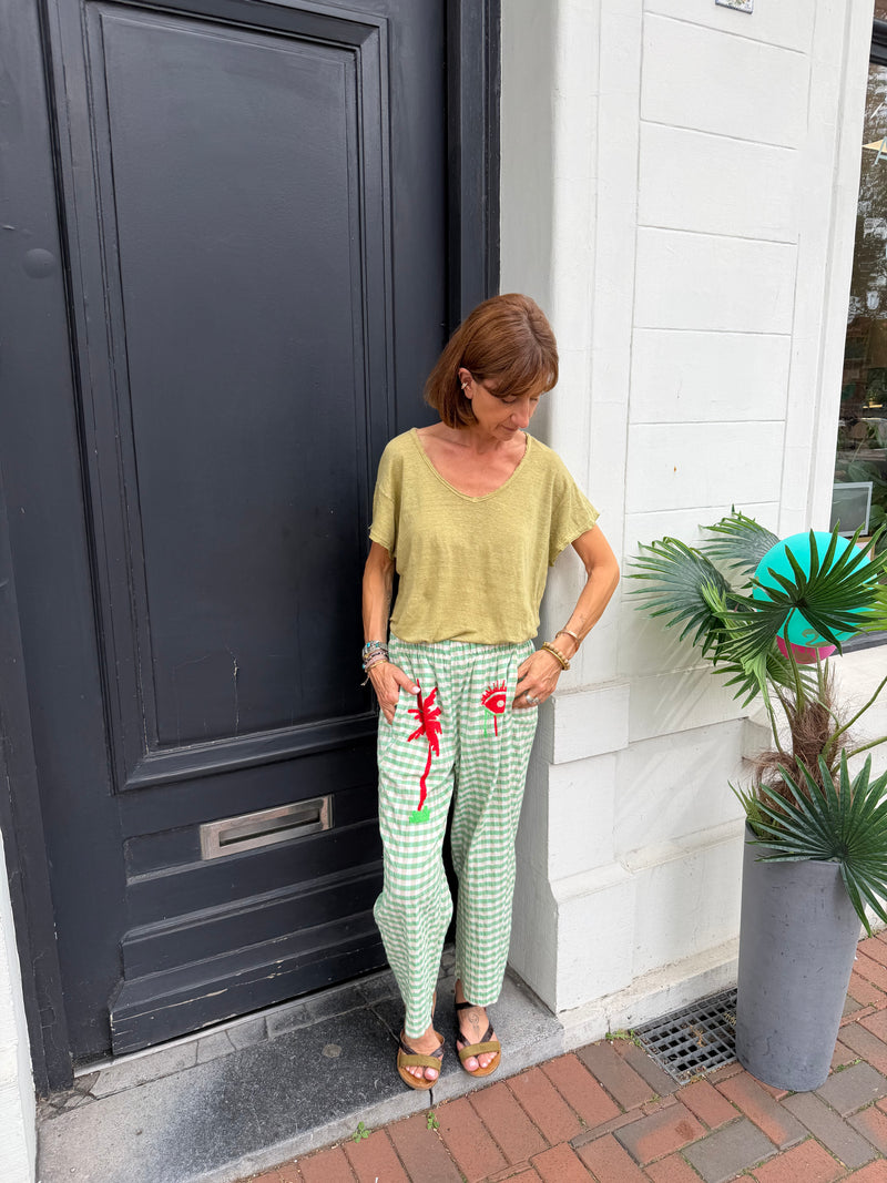 Pantalon Johanna Lorie à carreaux vert
