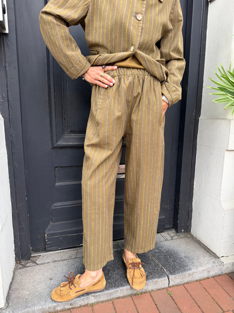 Pantalon Marie olive à rayures