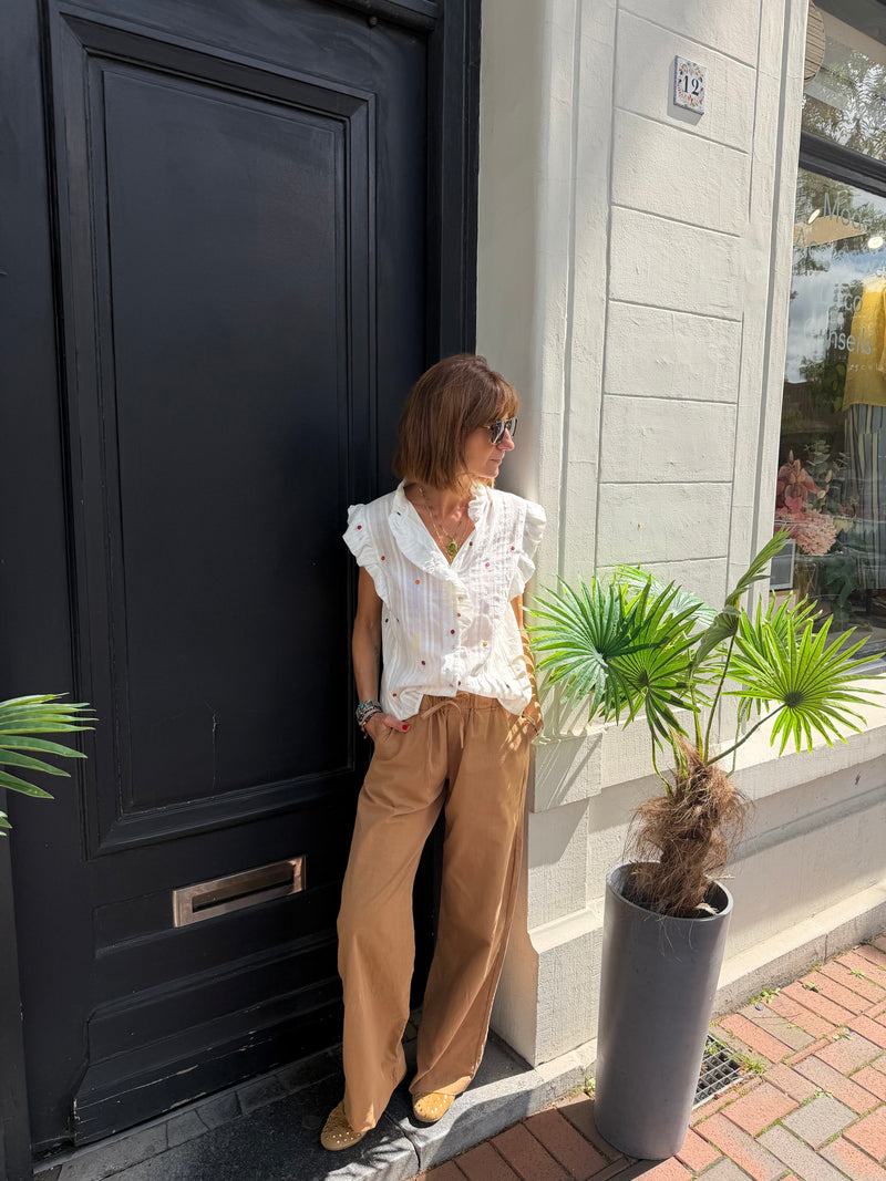 Blouse Sugar sans manches en dentelles brodée