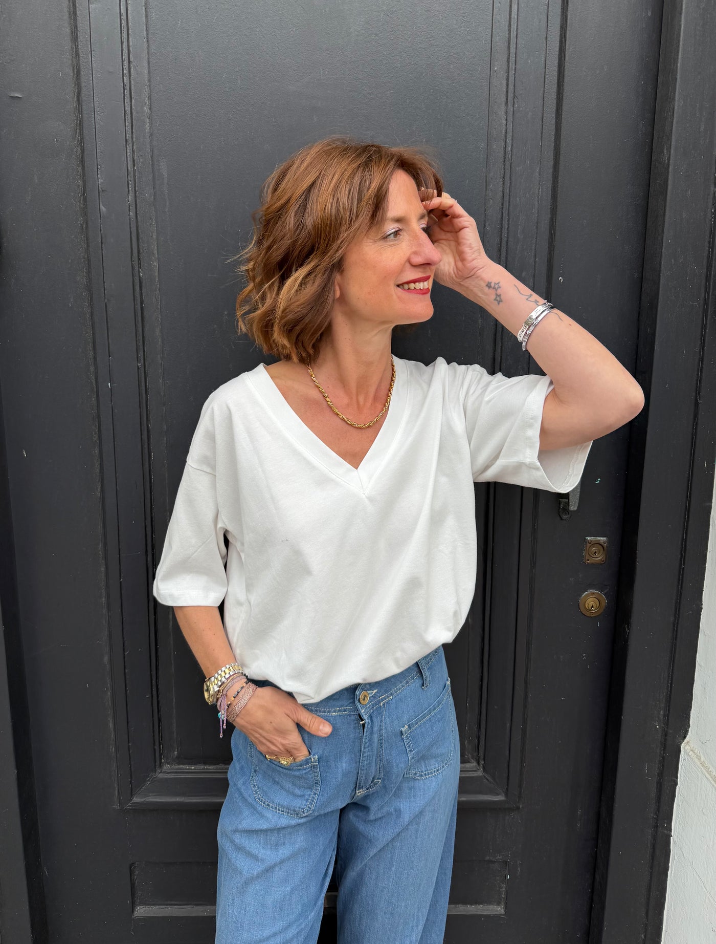 T-shirt Basile coton col V