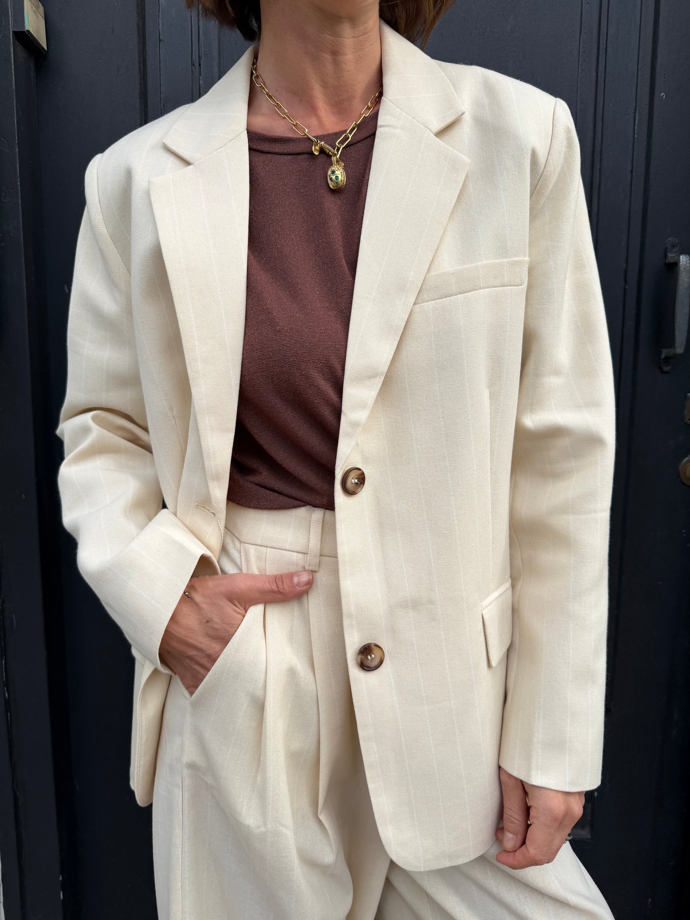 Blazer rayé vanille Grace & Mila VELVET