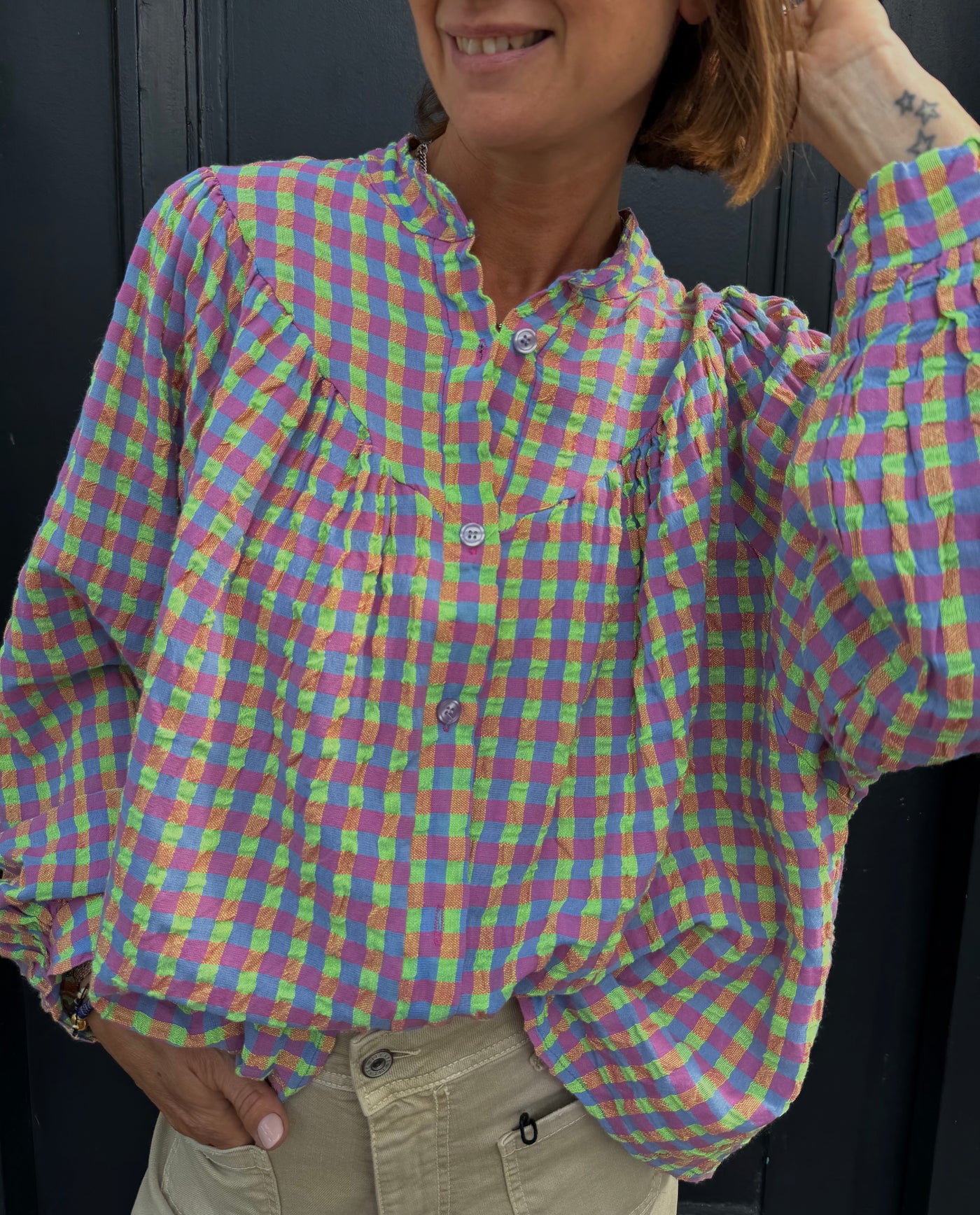 Blouse Chloé à carreaux multi