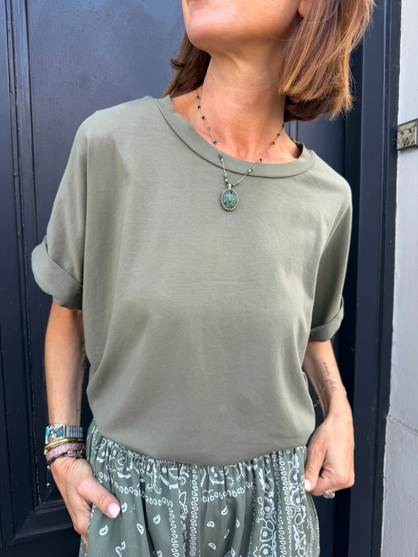 T-shirt Bob kaki manches courtes
