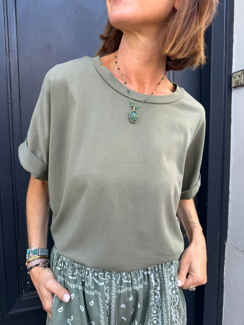 T-shirt Bob kaki manches courtes