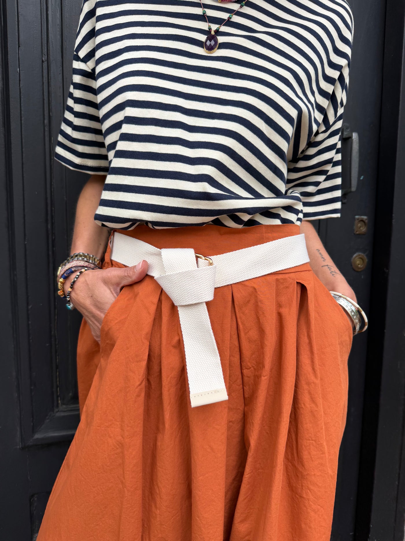Jupe Sofia uni terracotta en coton