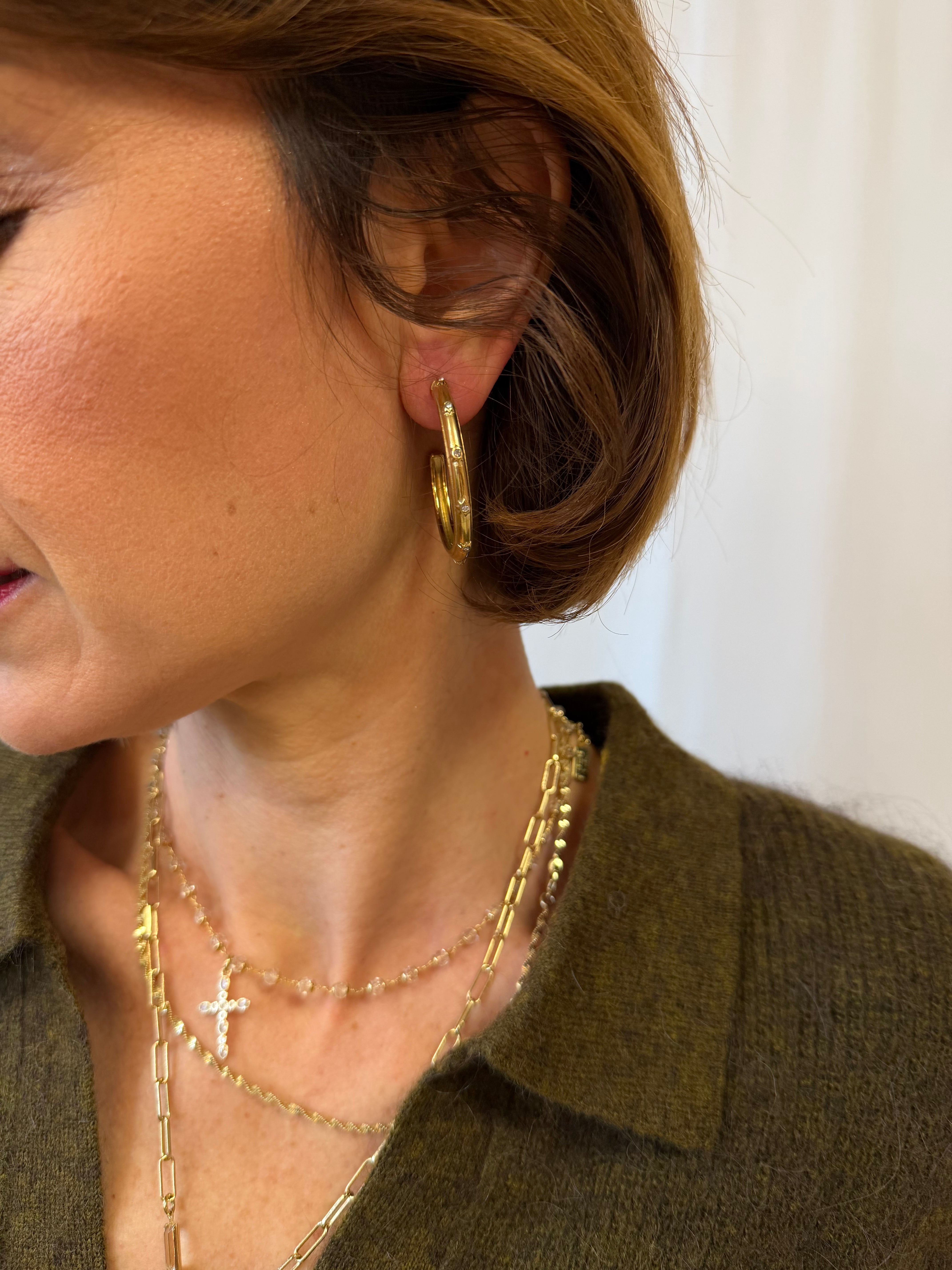 Boucle d'oreille JULIA créole strass doré