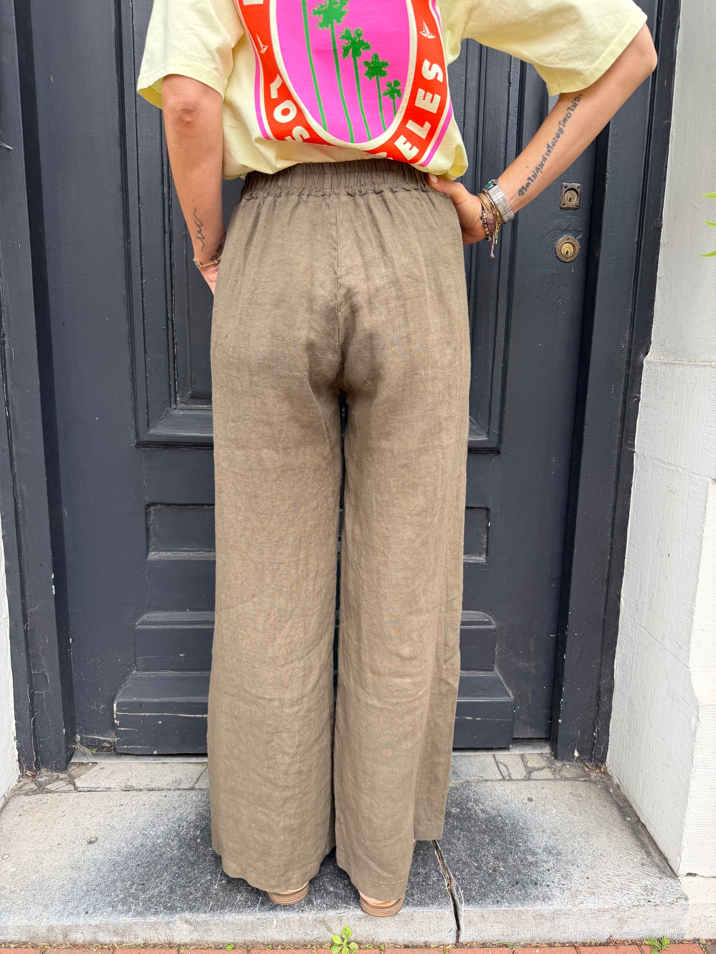 Pantalon Cameron en lin taupe