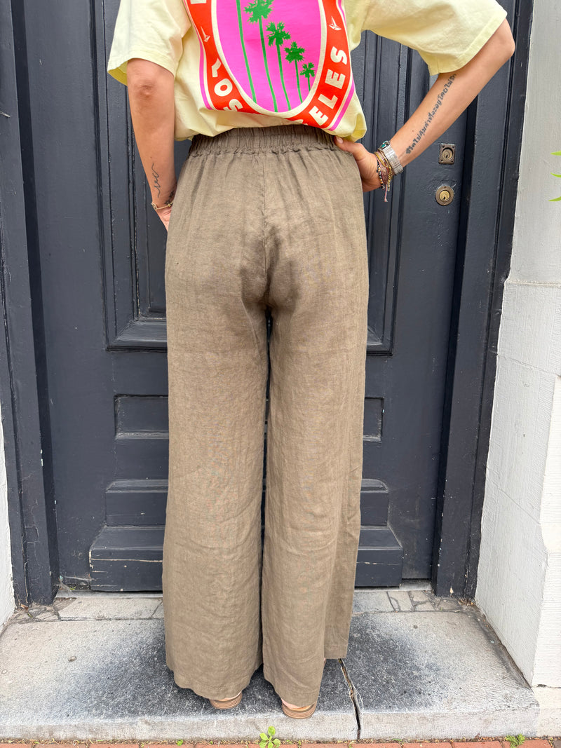 Pantalon Cameron en lin taupe
