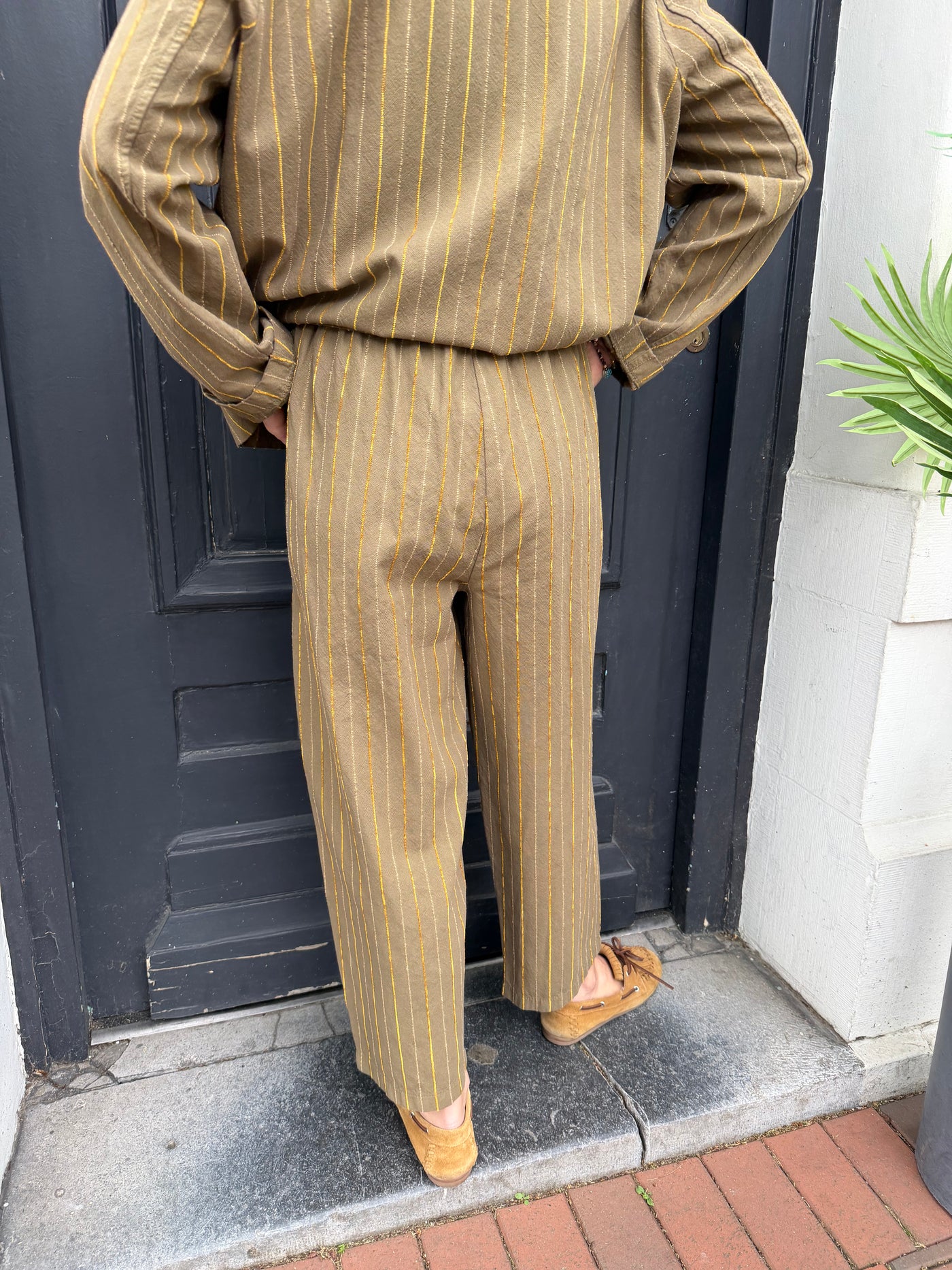 Pantalon Marie olive à rayures