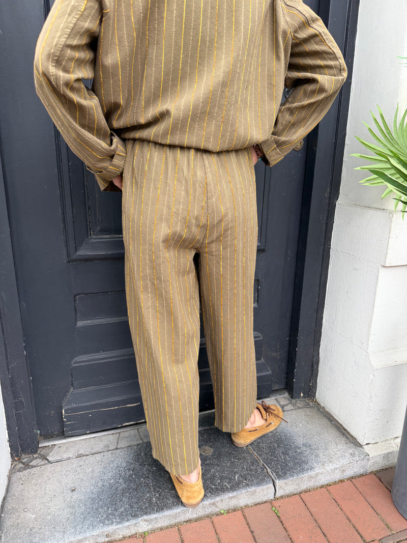 Pantalon Marie olive à rayures