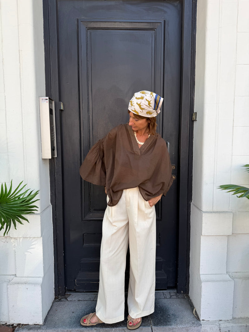 Blouse Constance voile de coton chocolat