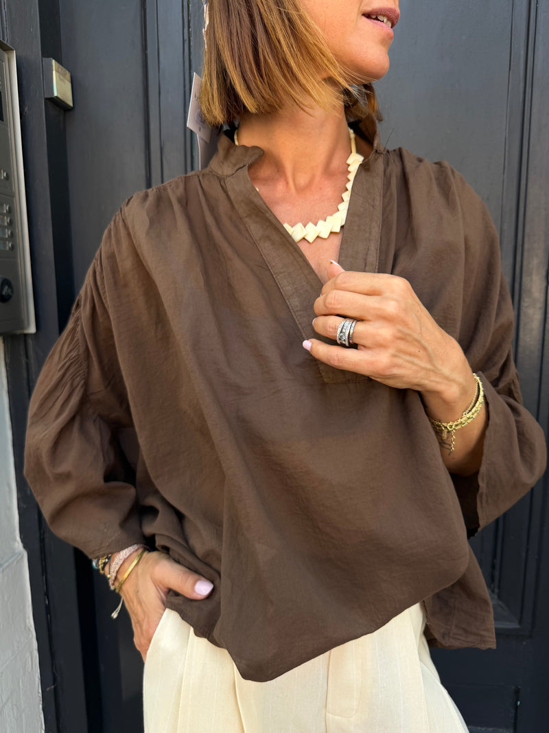Blouse Constance voile de coton chocolat