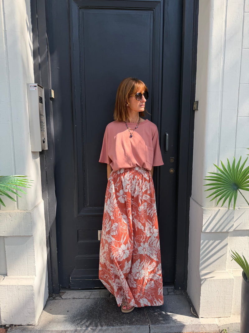 Pantalon Feuille léger terracotta