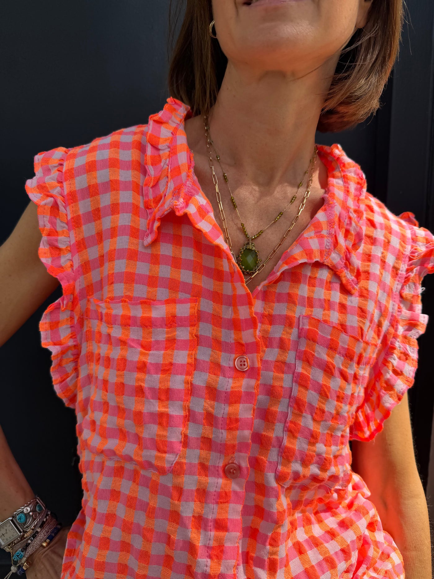Blouse Lumia sans manches vichy