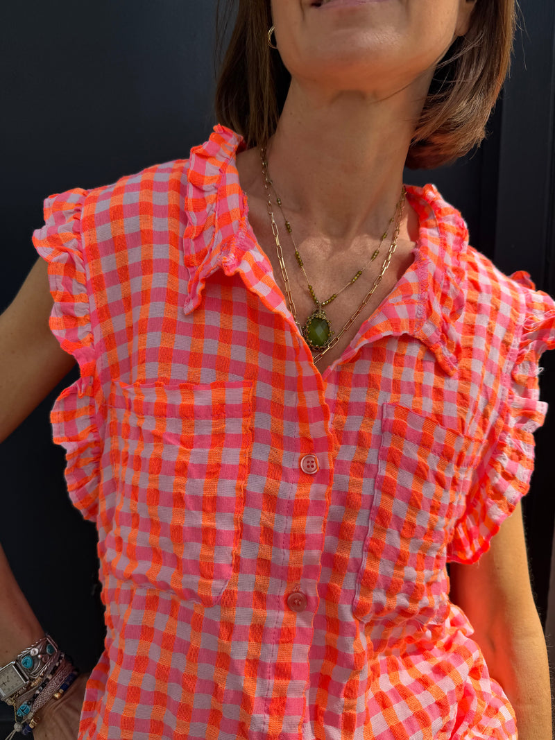 Blouse Lumia sans manches vichy