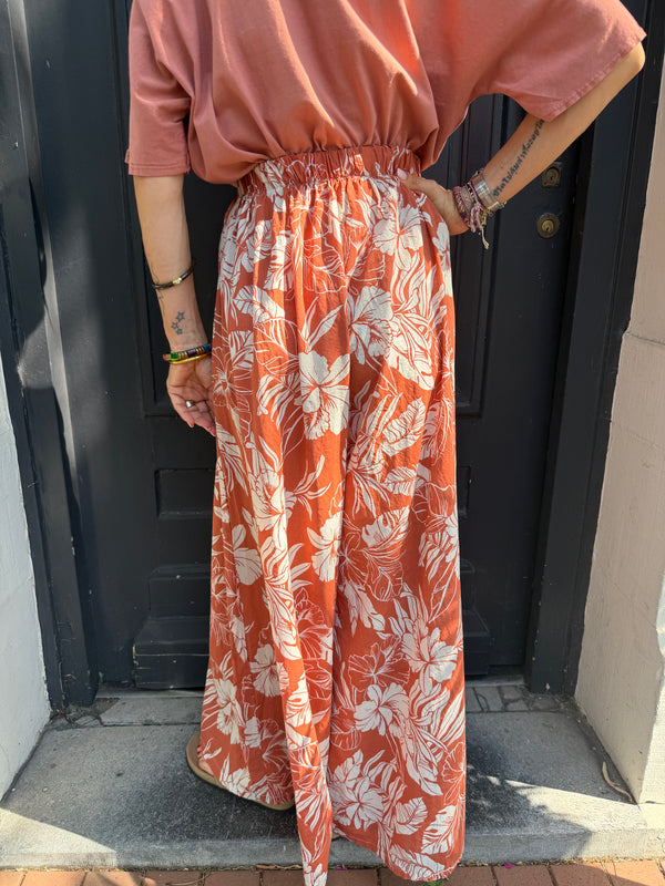 Pantalon Feuille léger terracotta