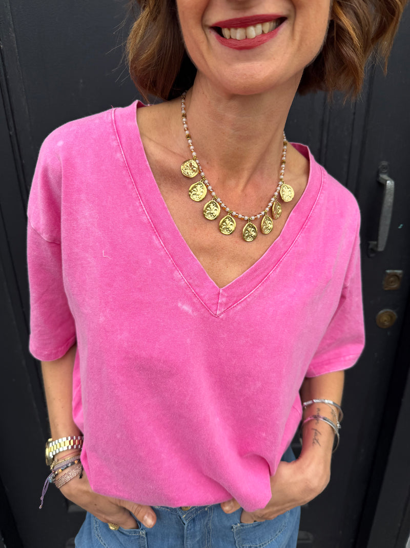 T-shirt Basile coton col V