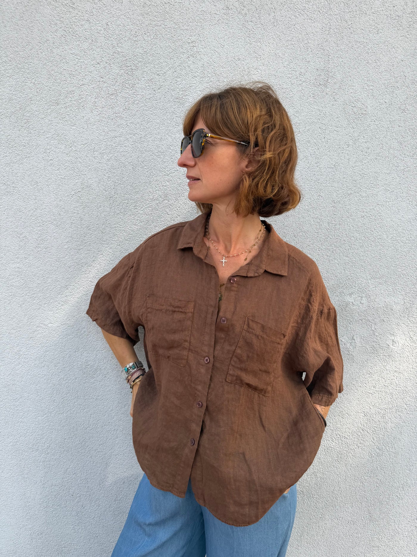 Blouse Milana en lin poches plaquées