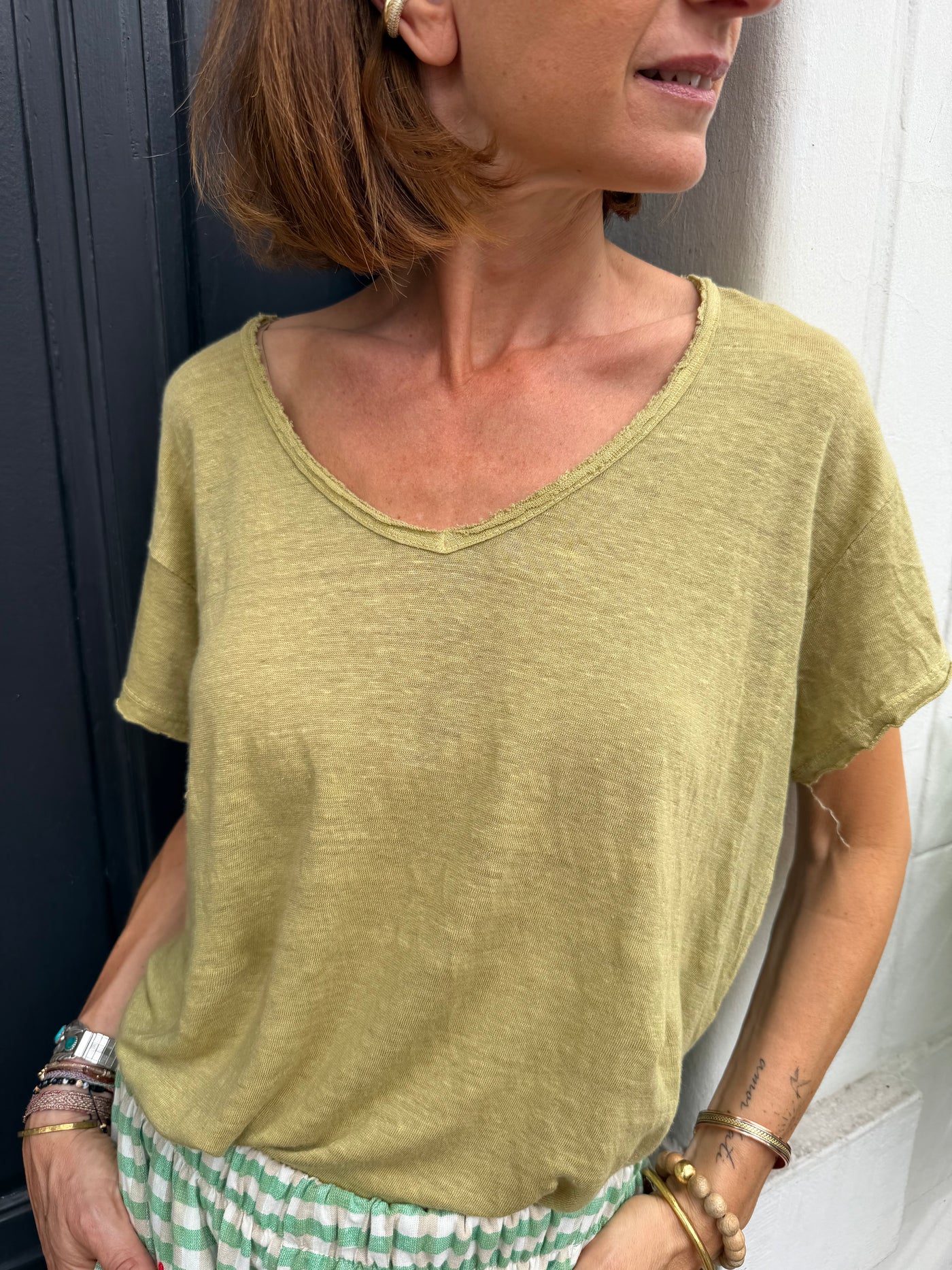 T-shirt Achille en Lin col V