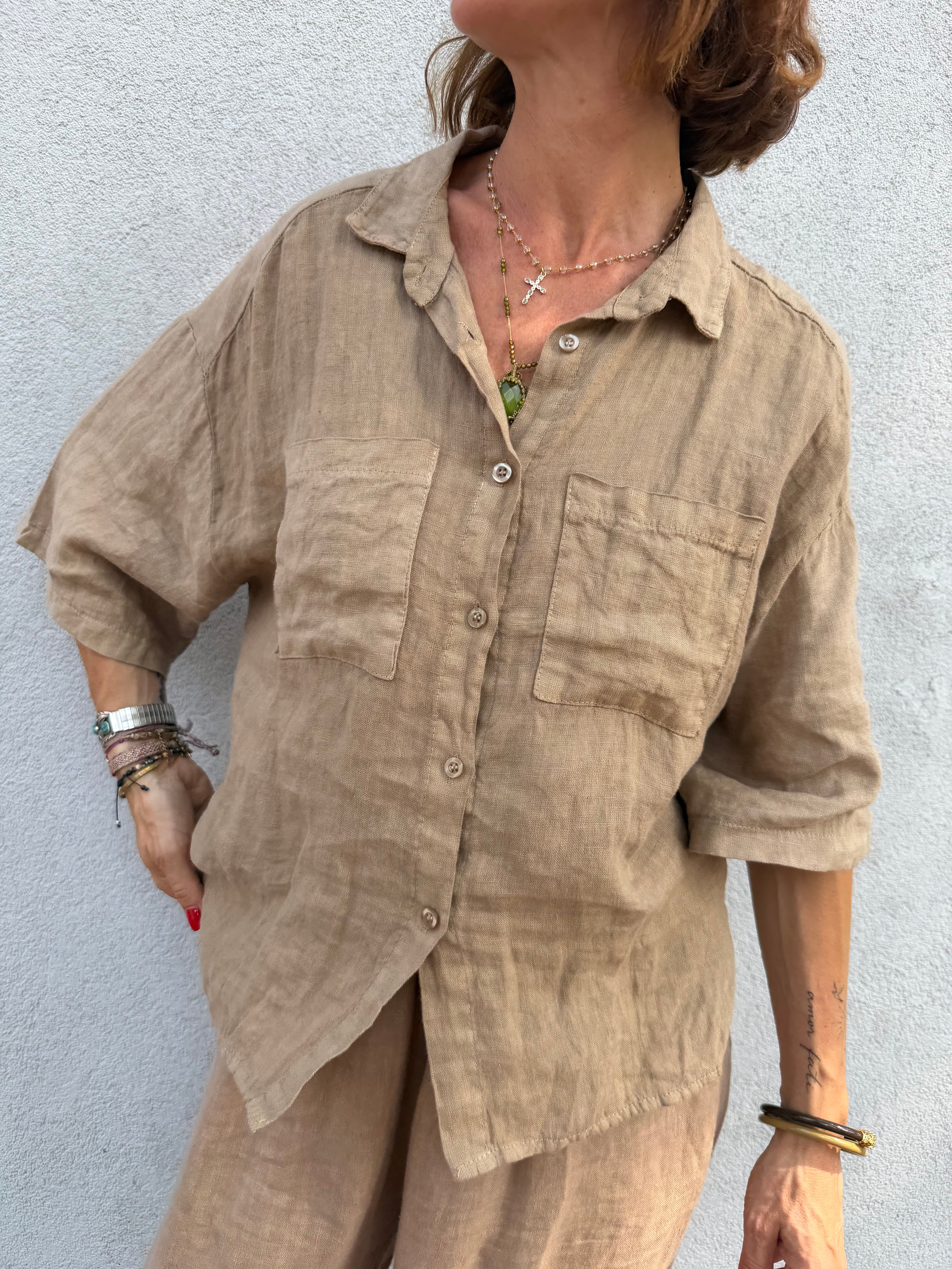 Blouse Milana en lin poches plaquées
