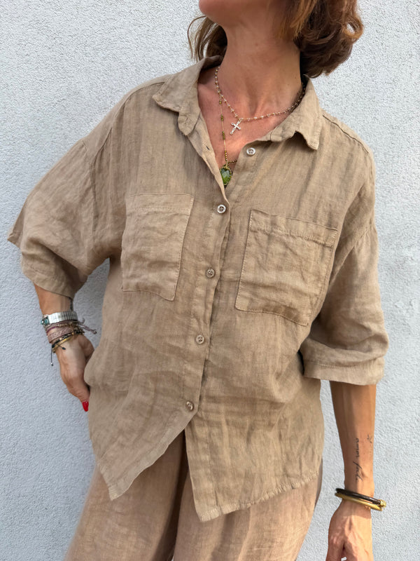 Blouse Milana en lin poches plaquées