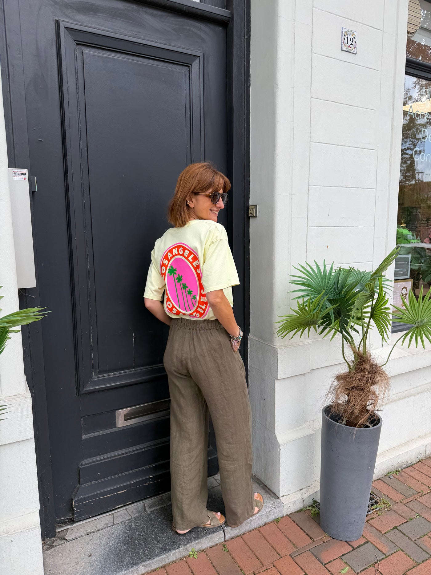 Pantalon Cameron en lin taupe