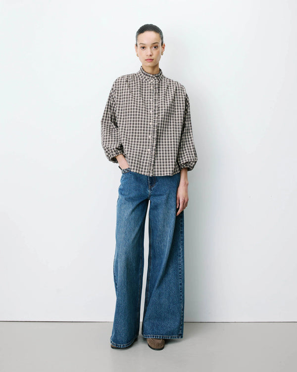 Blouse à carreaux GRACE & MILA manches bouffantes ADELIE
