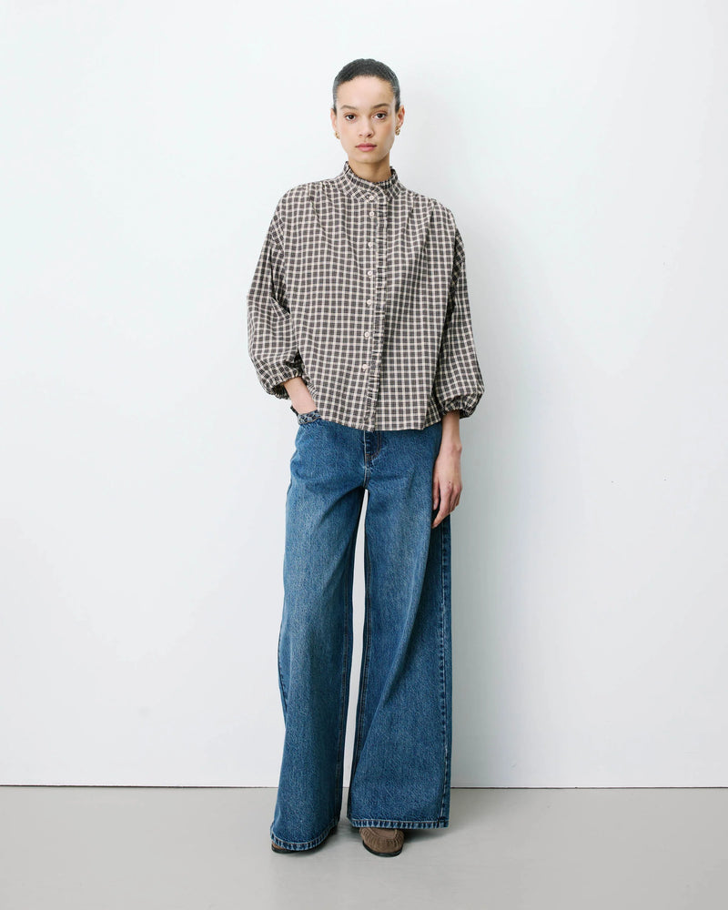 Blouse à carreaux GRACE & MILA manches bouffantes ADELIE
