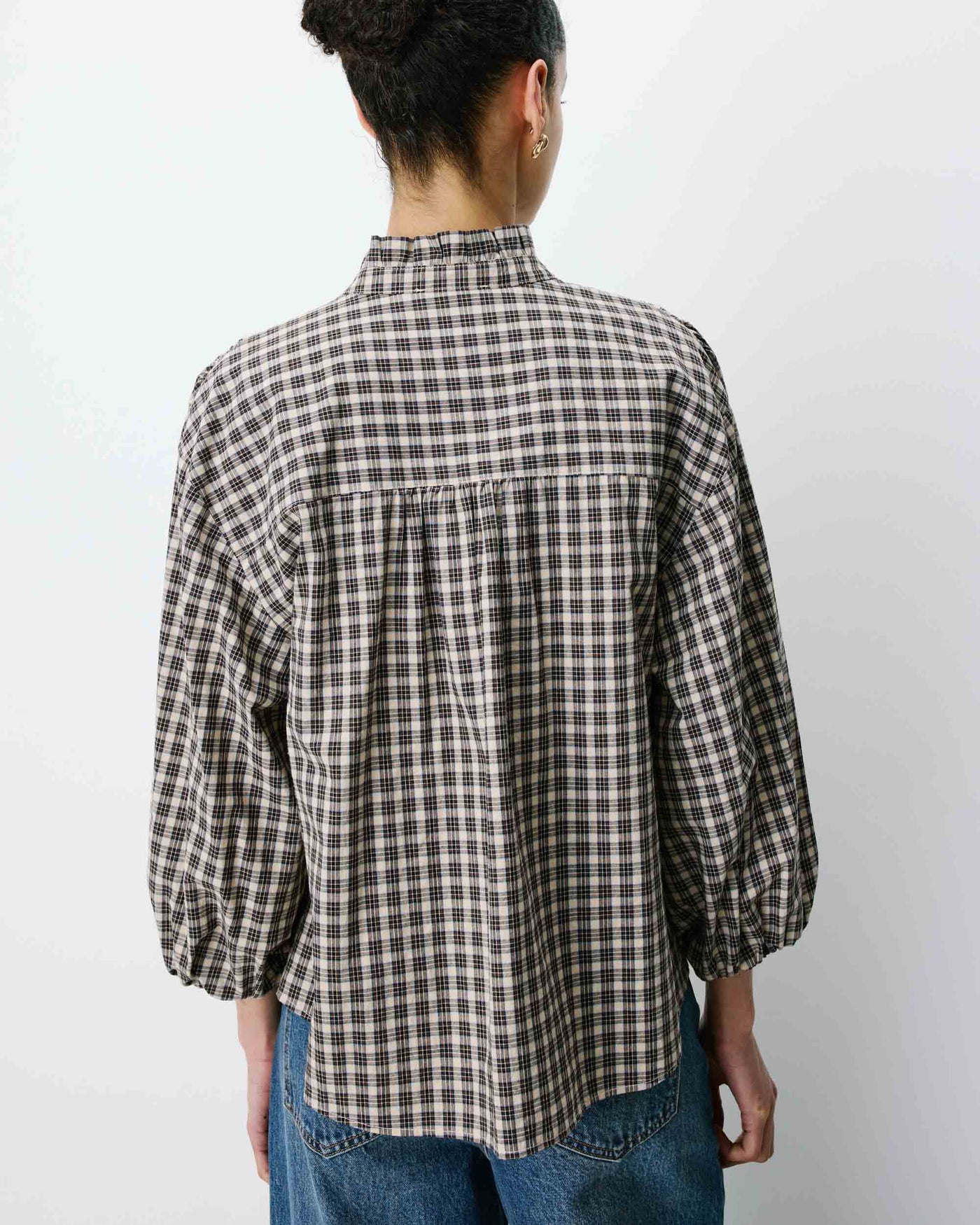 Blouse à carreaux GRACE & MILA manches bouffantes ADELIE