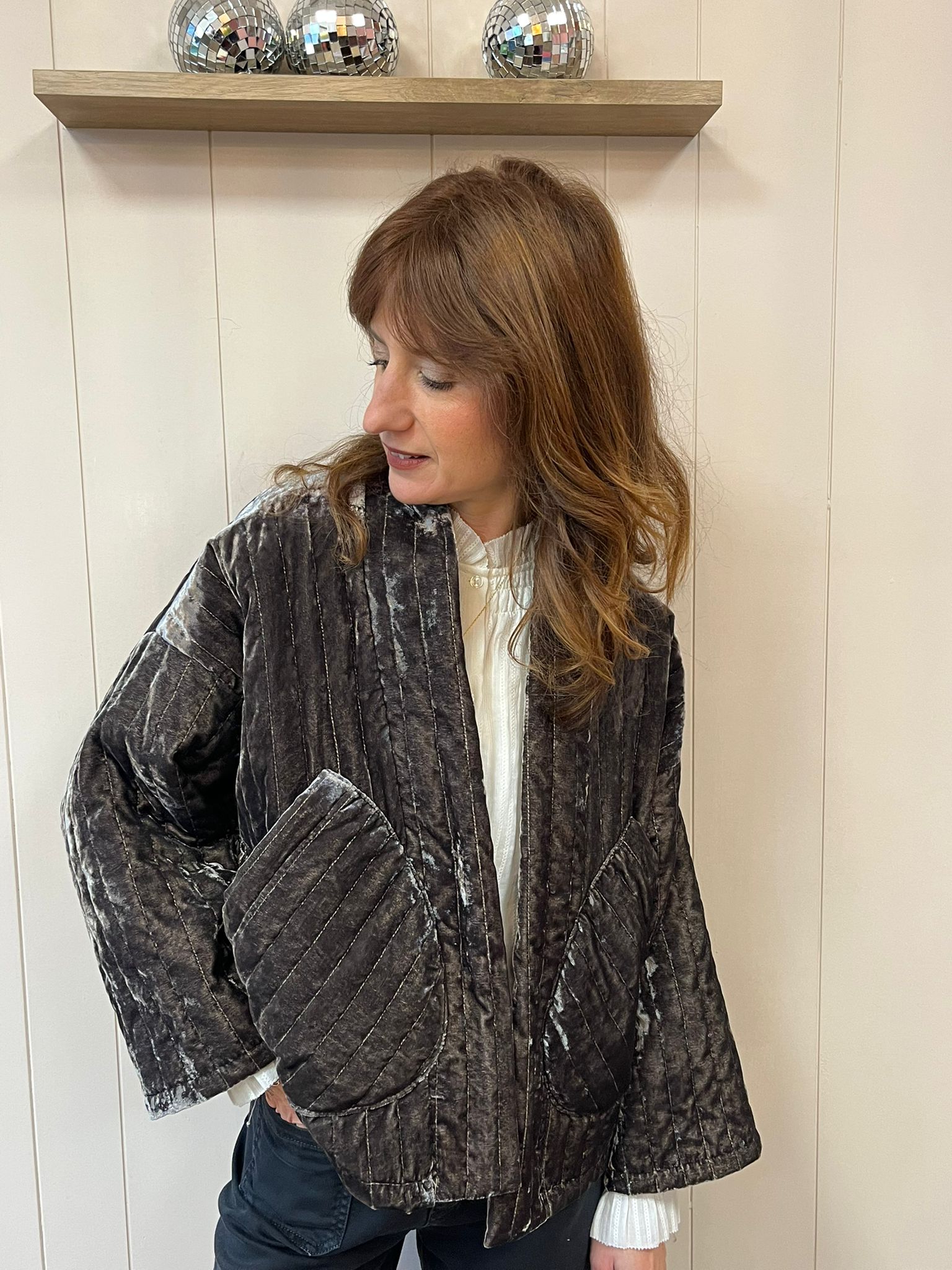 Veste kimono en velours ANOUCK