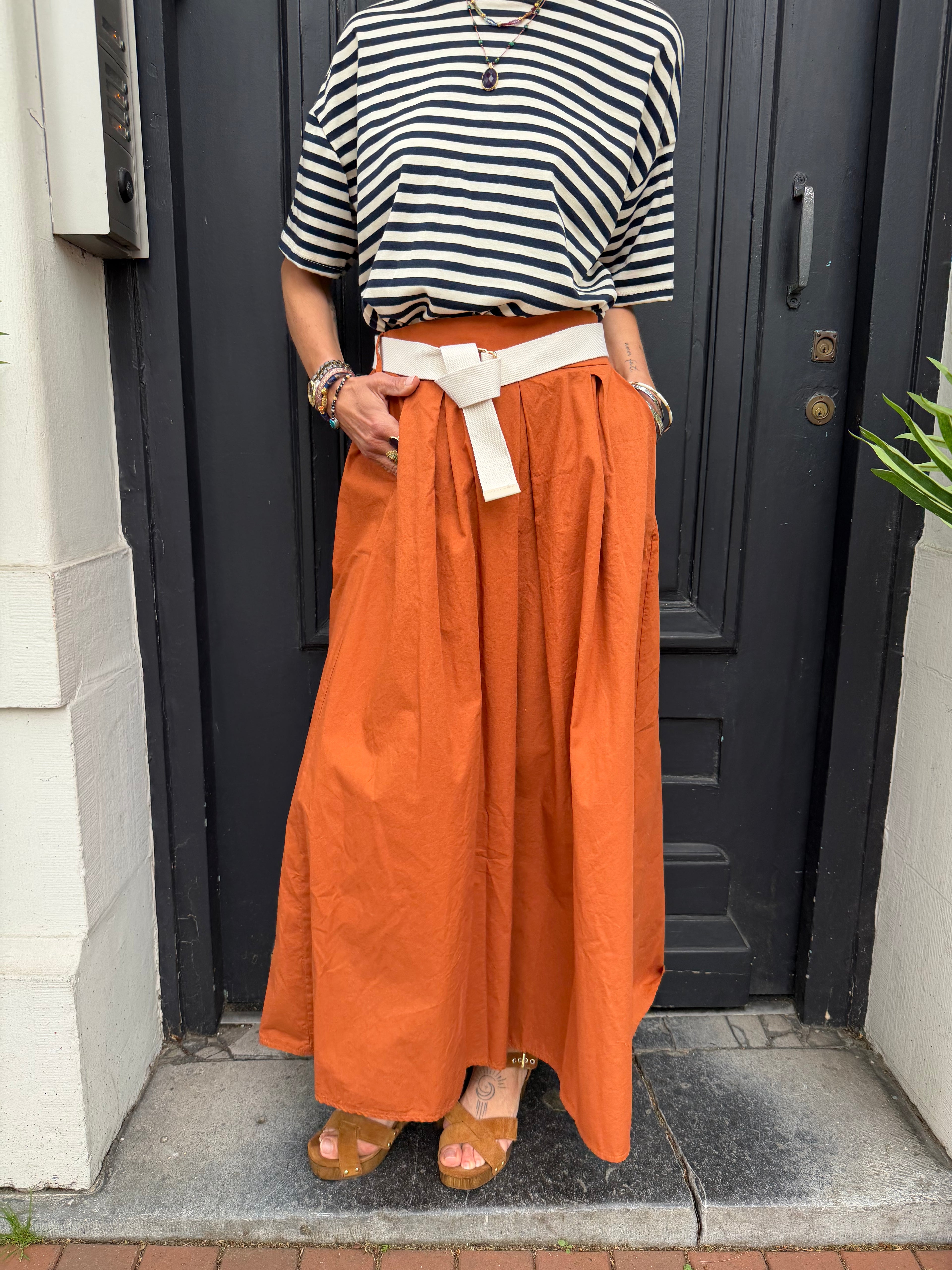 Jupe Sofia uni terracotta en coton