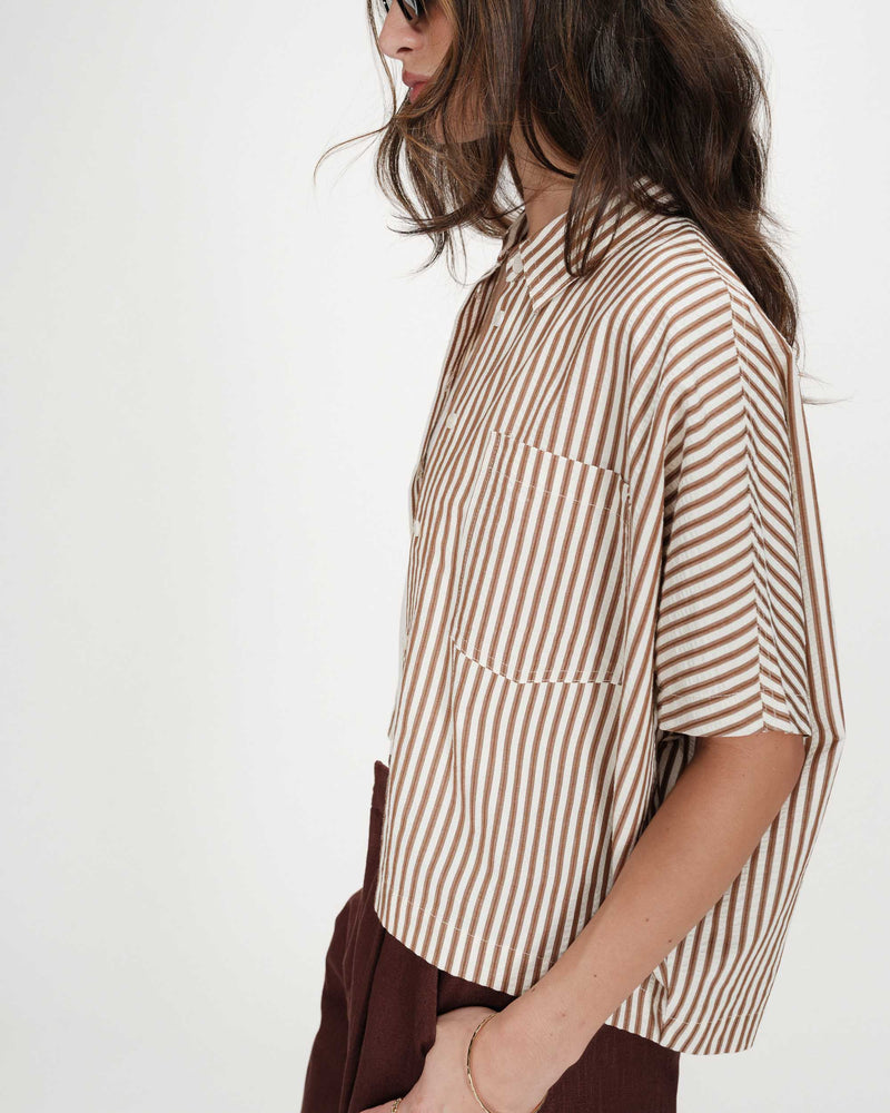 Chemise Grace & Mila Versia à rayures mocha