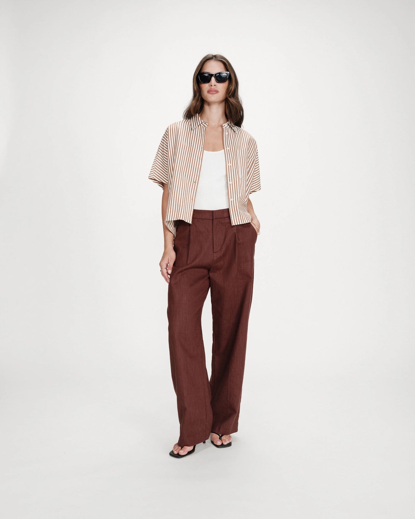 Chemise Grace & Mila Versia à rayures mocha