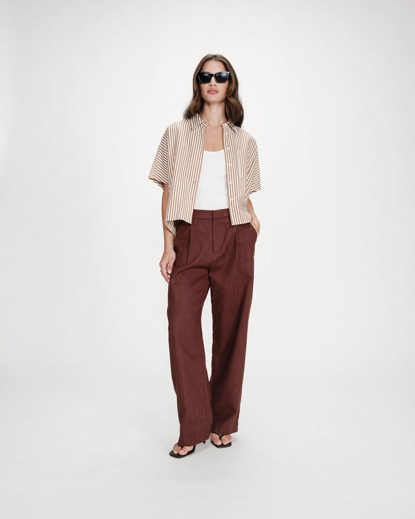 Chemise Grace & Mila Versia à rayures mocha