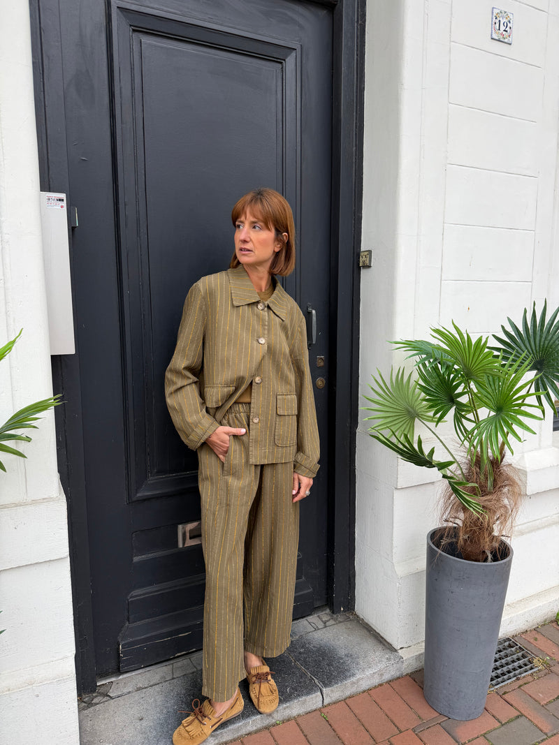 Veste Maria olive à rayure