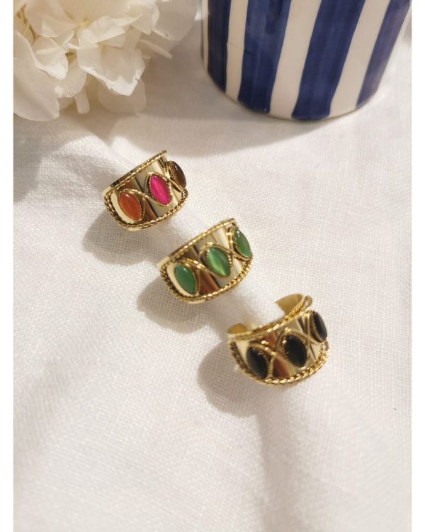 Bague pierre fushia dorée MILE MILA