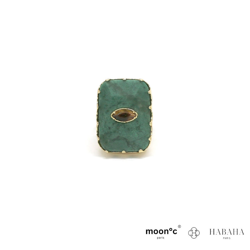 Bague Vyora rectangulaire pierre Jade Africain