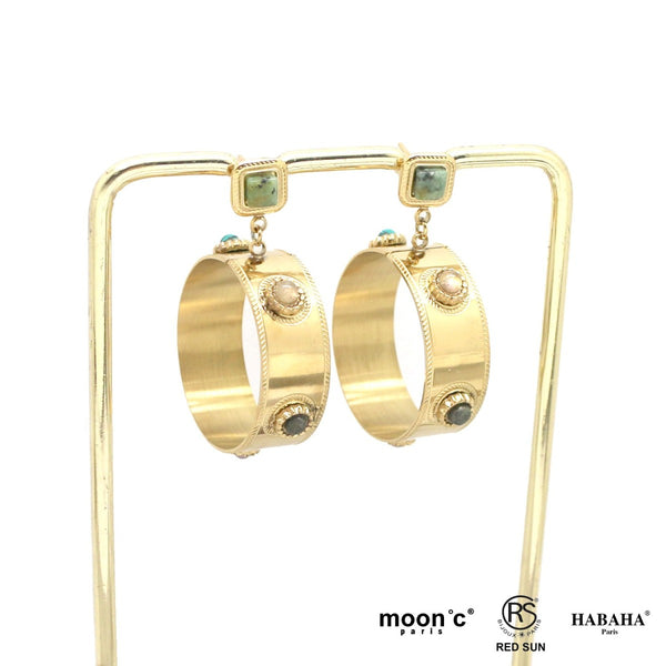 Boucles d’oreilles cercle pierres naturelles