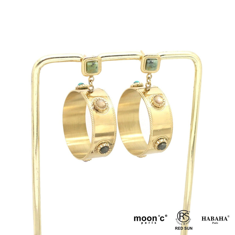 Boucles d’oreilles cercle pierres naturelles